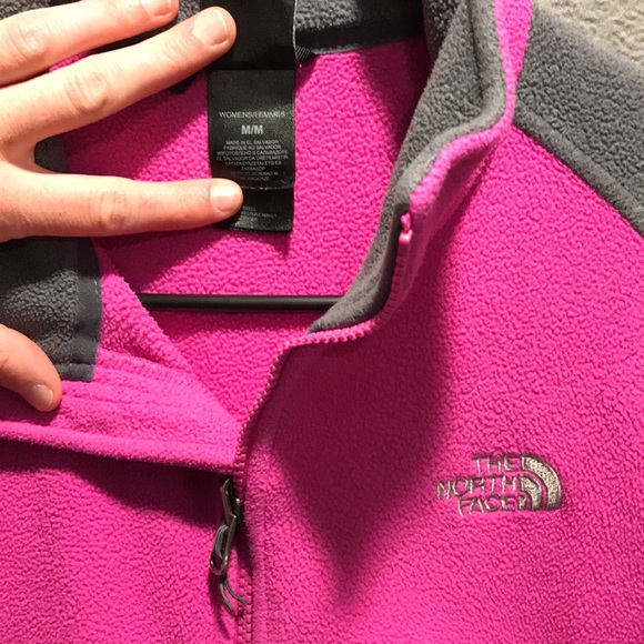 USED grey and pink TNF fleece jacket. Size - M - Picture 3 of 3